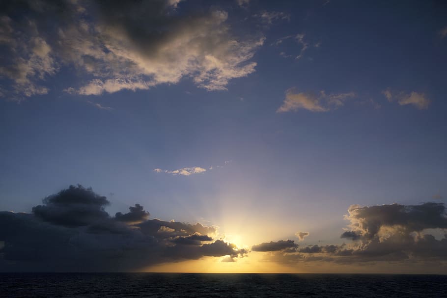 ocean, sunset, coulds, dusk, evening, sea, sky, cloud - sky HD wallpaper