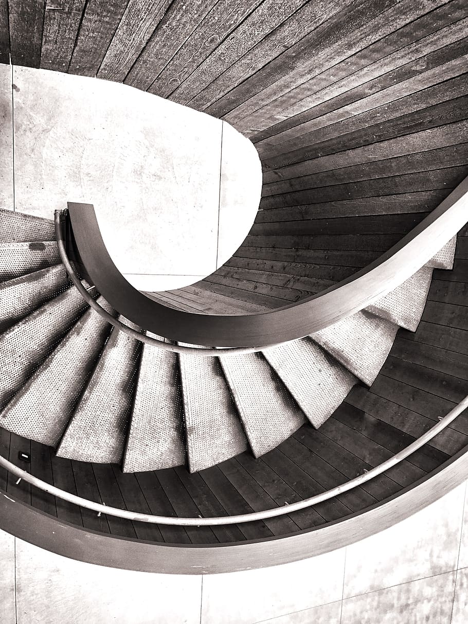 Aerial Photography of Spiral Stairs, architecture, art, building HD wallpaper
