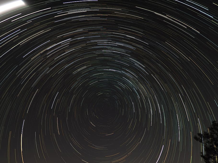 sky, stars, earth rotation, southern sky, australia, star trail, HD wallpaper