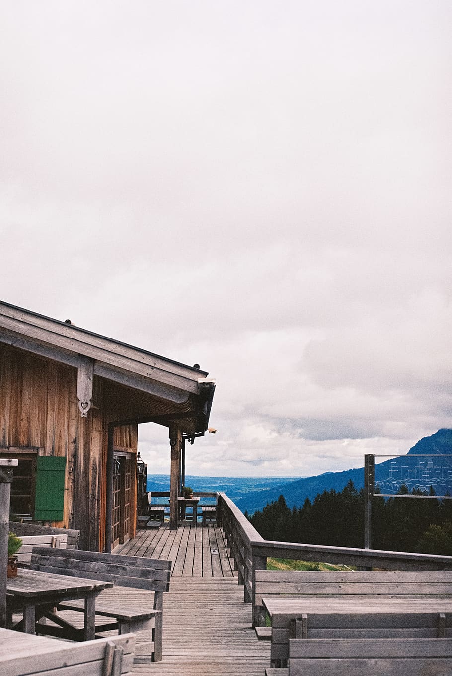 nature, outside, mountain, hut, clouds, onfilm, landscape, sky HD wallpaper