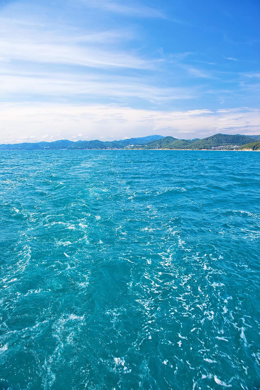 sky, sea, blue, scene, waves, water, ocean, summer, nature HD wallpaper