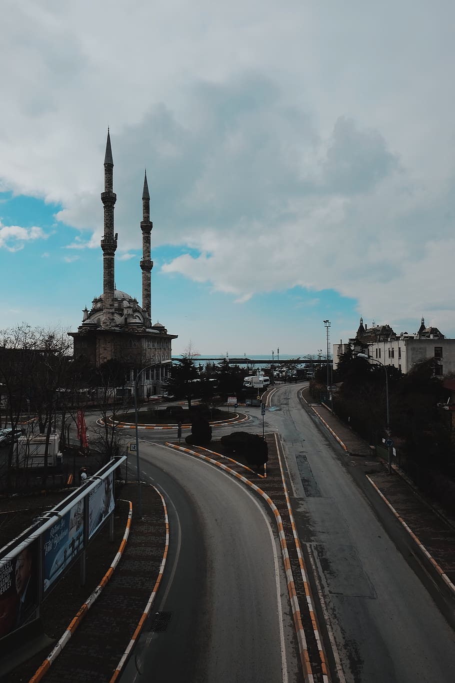 tree, city, road, turkey, istanbul, cloudy, sky, sea, religion HD wallpaper