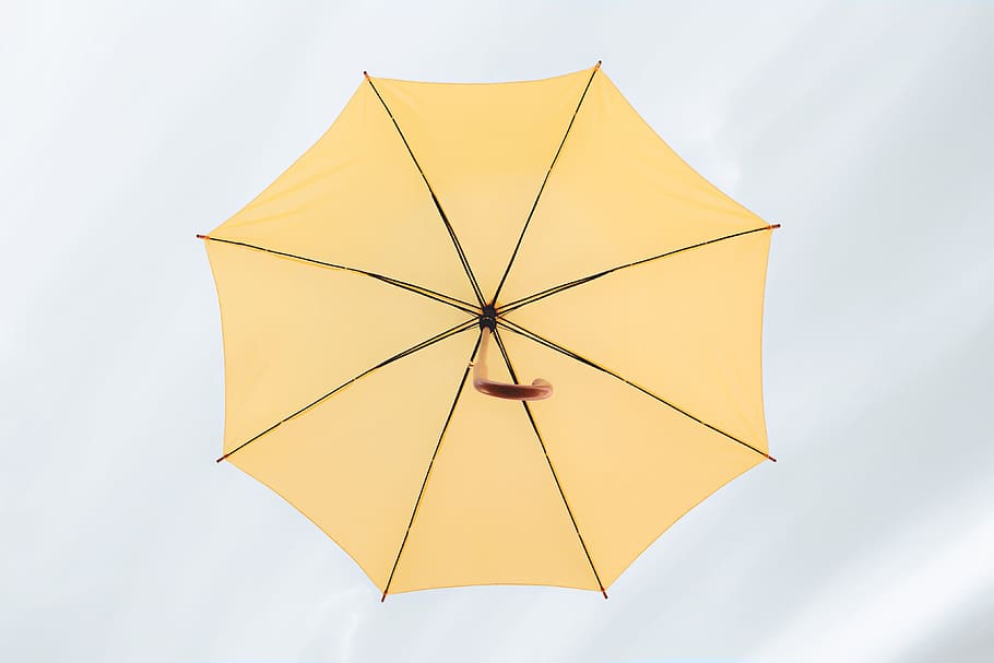 yellow umbrella, protection, paper, security, single object, no people HD wallpaper
