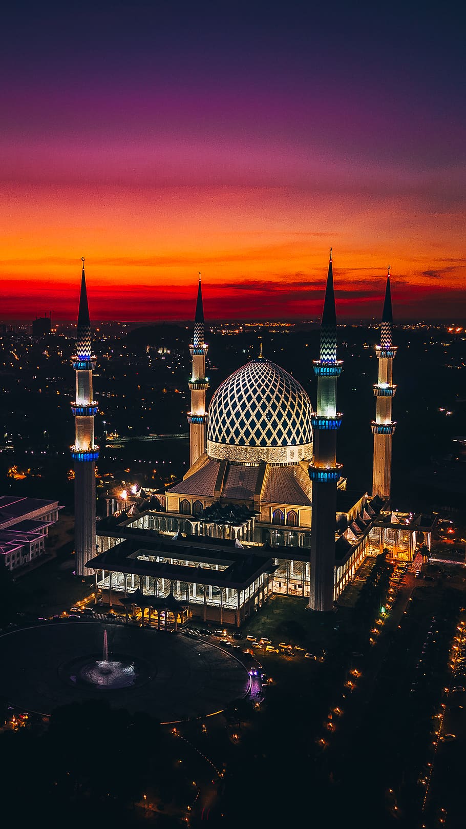 malaysia, shah alam, sultan salahuddin abdul aziz mosque, drone, HD wallpaper