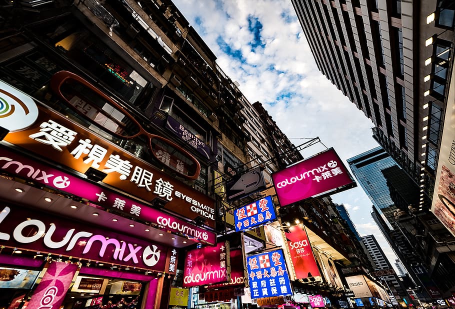 1366x768px | free download | HD wallpaper: mong kok, hong kong, street ...