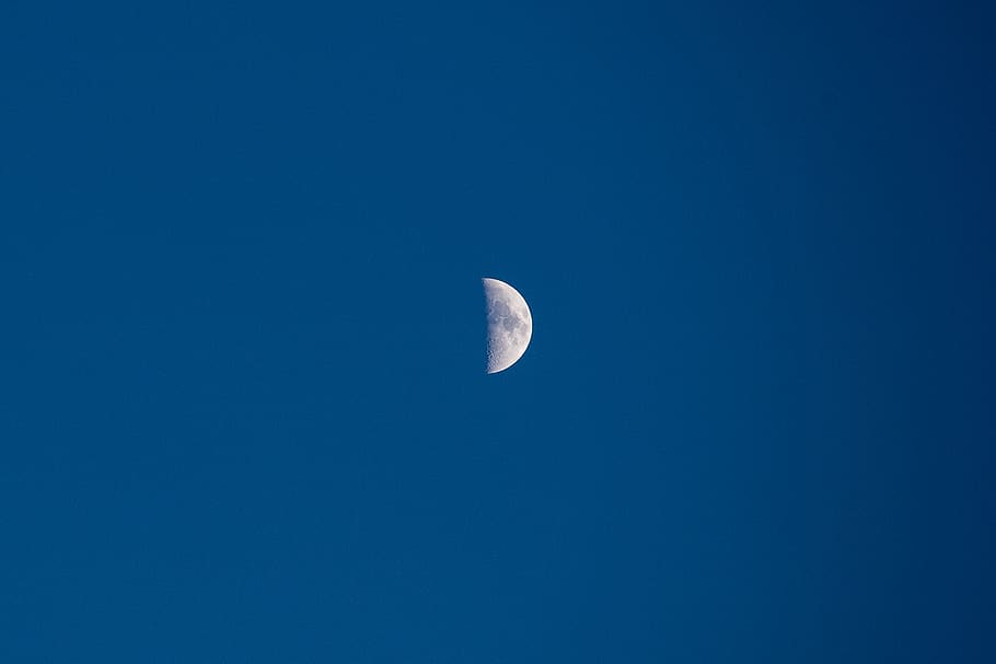 half moon, nature, outdoors, astronomy, outer space, universe HD wallpaper