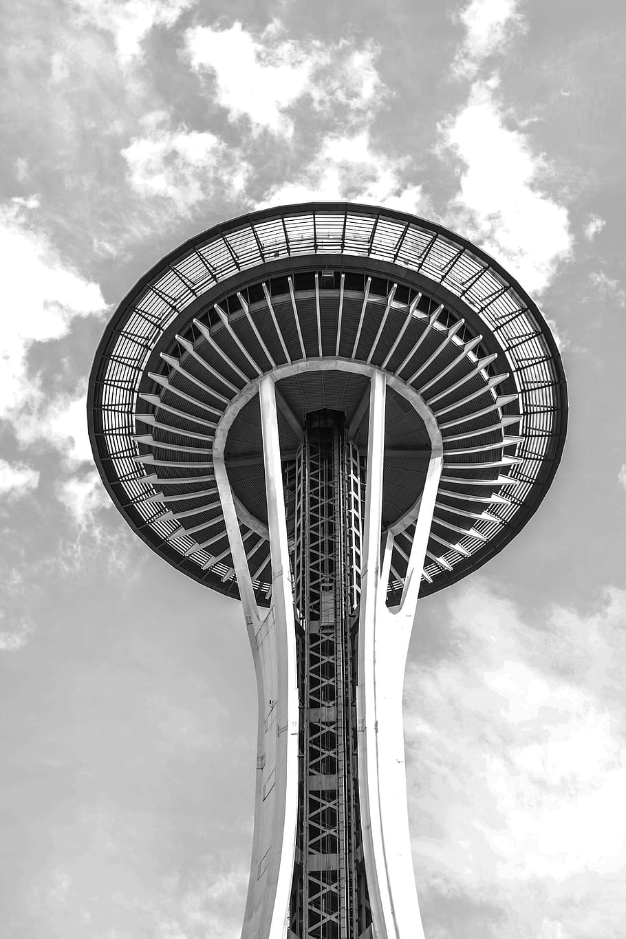 Grayscale Photo of Space Needle Tower, architecture, black and white HD wallpaper