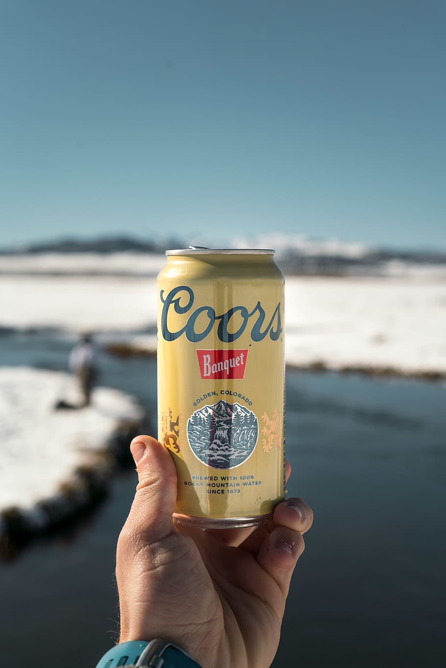 Coors beer can, human, person, tin, alcohol, drink, beverage