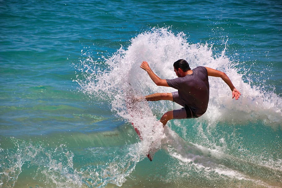 surfer, surfing, waters, splash, action, water sports, wave HD wallpaper
