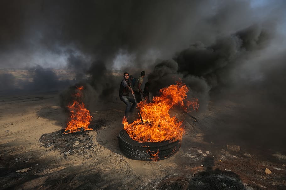 gaza, strip, palestine, heat - temperature, burning, flame