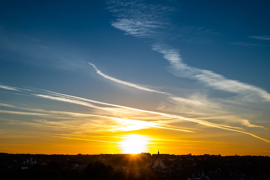 sunset, city, dusk, skyline, cityscape, building, twilight HD wallpaper