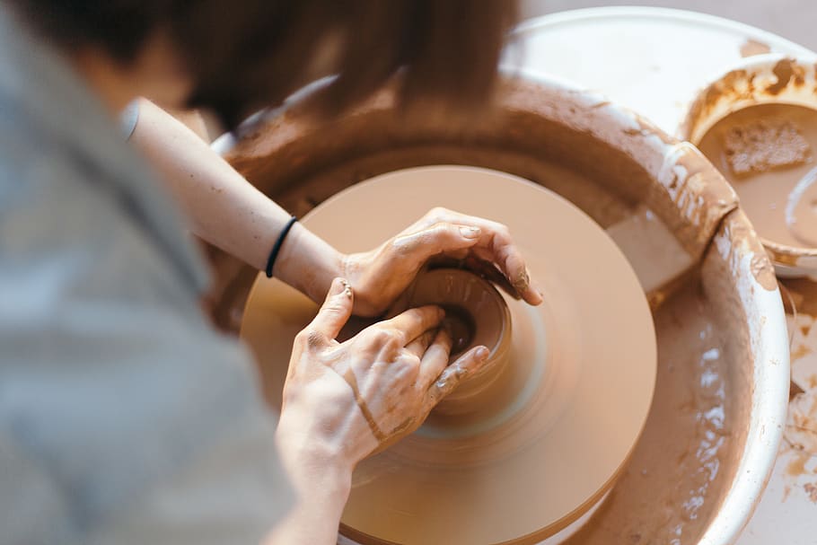 one person, human hand, clay, expertise, working, human body part HD wallpaper