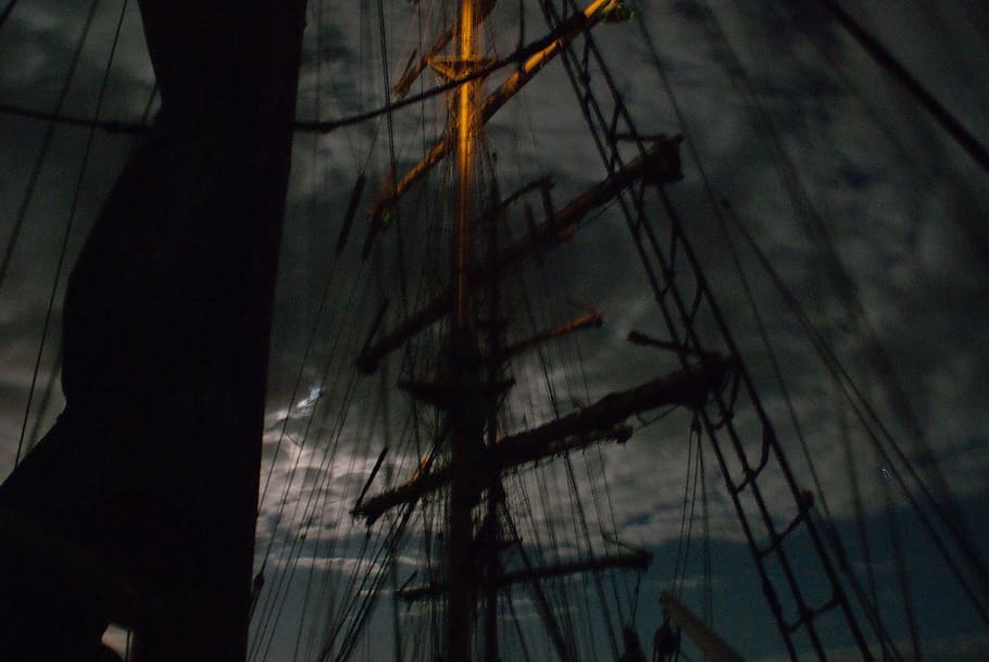 atlantic ocean, sailing, midnight, ship, ship's kobold, mystic, HD wallpaper