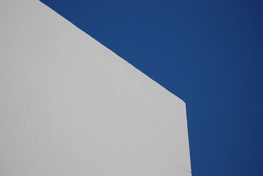 greece, building, sky, blue, architecture, low angle view, built structure HD wallpaper
