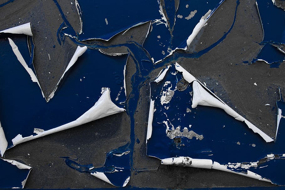 paint, peeling, grunge, blue, metal, abstract, texture, no people HD wallpaper