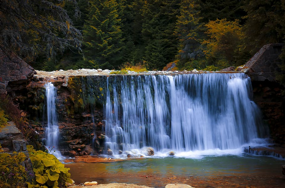 Time Lapse Photography of Waterfalls, cascade, flow, forest, HD wallpaper HD wallpaper