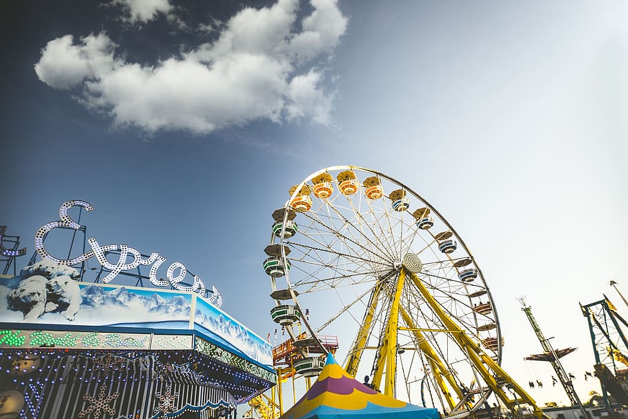 amusement, park, ride, wheel, adventure, steel, sky, amusement park HD wallpaper