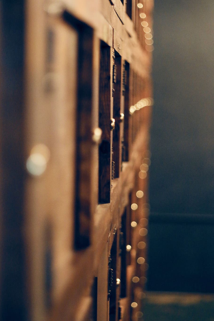 brown, shelf, boxes, compartments, selective focus, musical instrument HD wallpaper