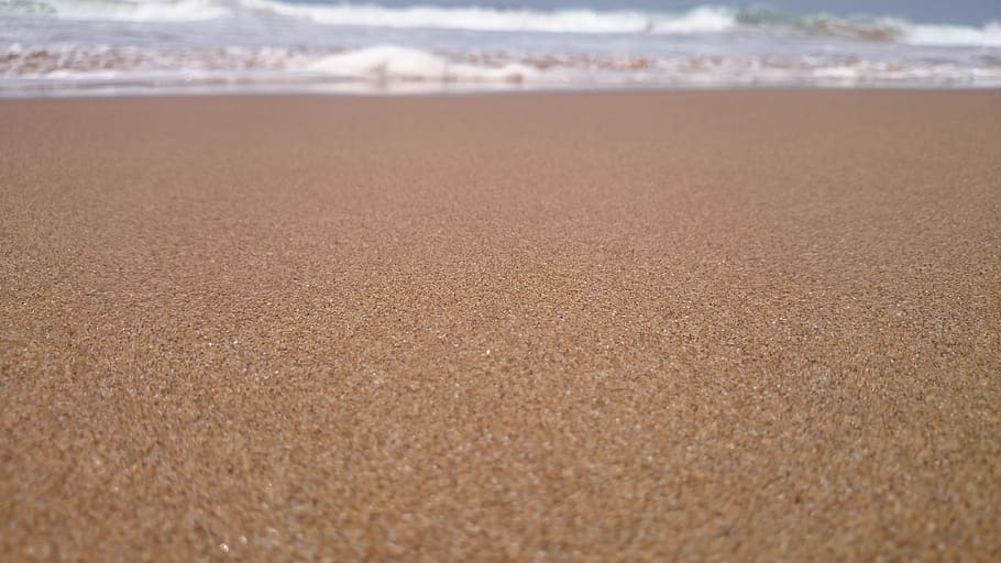 focus, waves, sand, beach, foggy, nature, wet, land, tranquility HD wallpaper