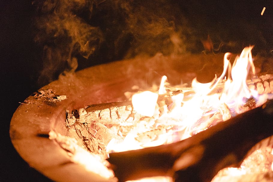 bonfire, wood, heat - temperature, burning, flame, fire - natural phenomenon HD wallpaper