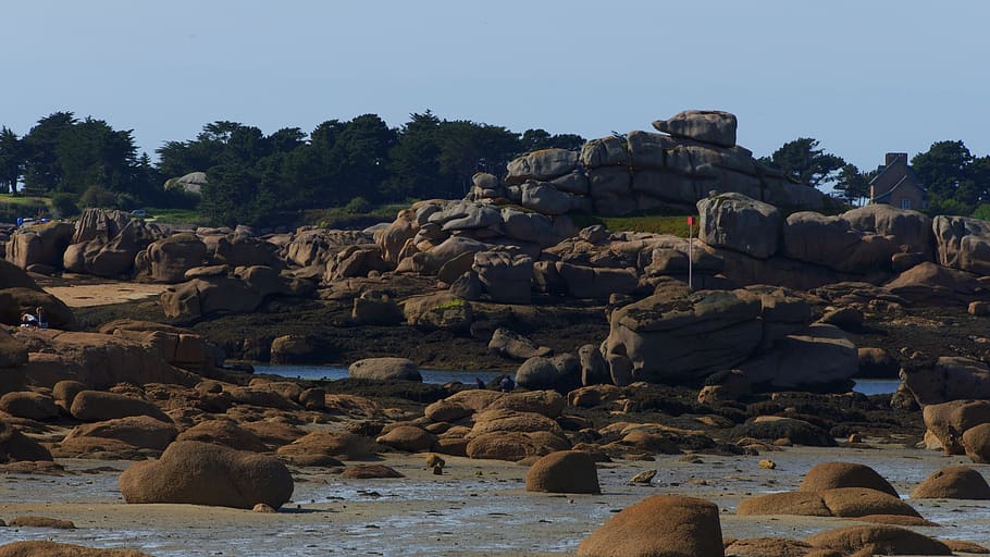 france, perros-guirec, vacation ploumanac'h, bretagne, seashore, HD wallpaper