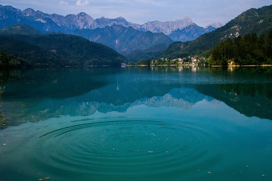 ripple, lake, italy, panoramic, forest, trees, landscape, nature HD wallpaper