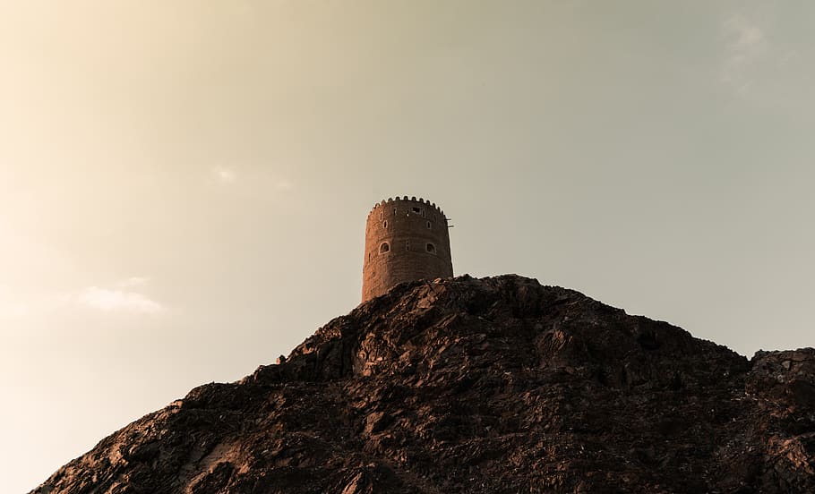 gray tower on cliff, building, architecture, bunker, castle, fort HD wallpaper