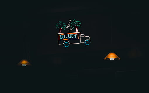 Bud Light neon signage turned-on, bar, beer, dark, lamp, lampshade HD wallpaper