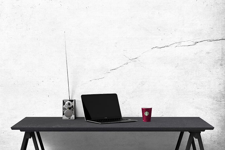 laptop, interior, desk, computer, notebook, technology, communication HD wallpaper