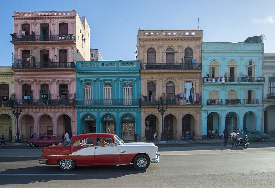 caribe, caribbean, classic car, color, chevy 1955 two tone, HD wallpaper