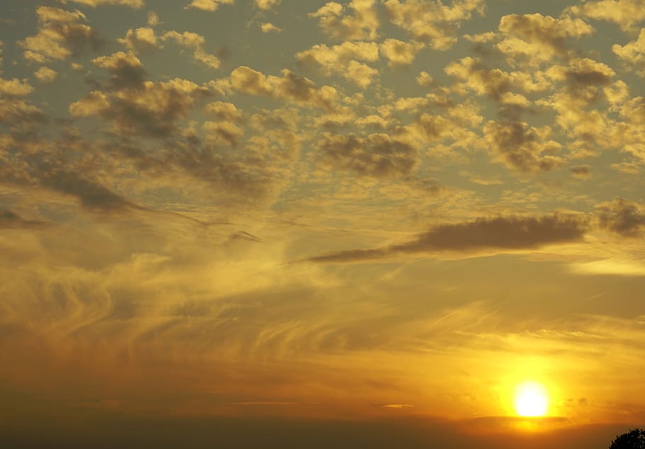 sky, clouds, the sun, sunset, cloud medium, cloud kłębiaste, HD wallpaper