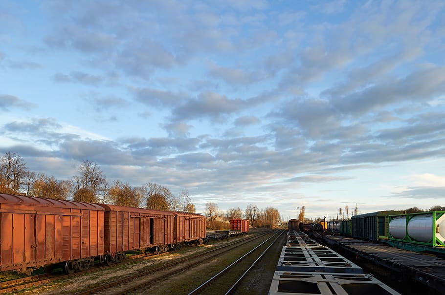 train track, sunset, sky, riga, latvia, rails, railway, railroad HD wallpaper