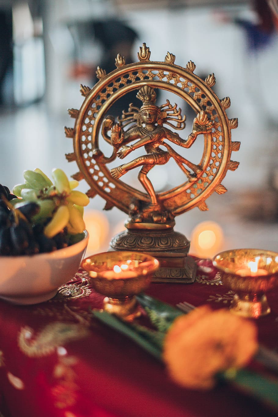 HD wallpaper: Shiva Nataraja Figurine Surrounded by Lighted Tealights,  blurred background | Wallpaper Flare