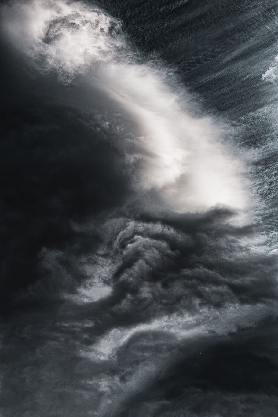 Ocean Wave, black and white, cloudiness, clouds, cloudscape, cloudy HD wallpaper