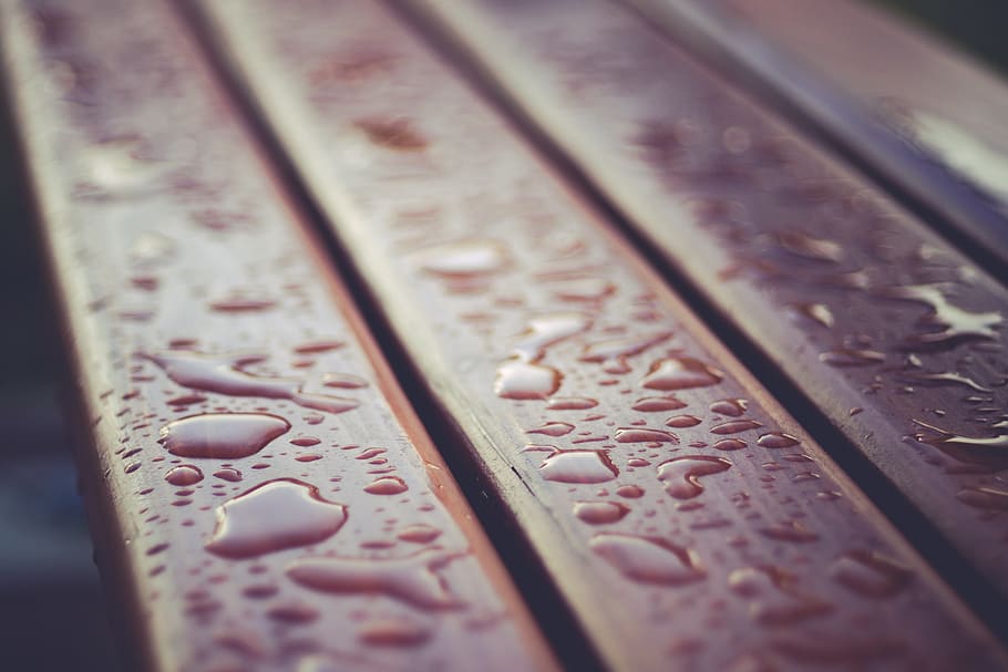 croatia, strmec, raindrops, bench, abstract, park, selective focus HD wallpaper