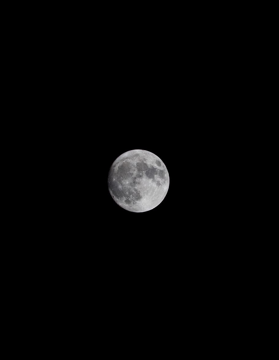 photo of moon, white, planet, dark, night, black, round, space