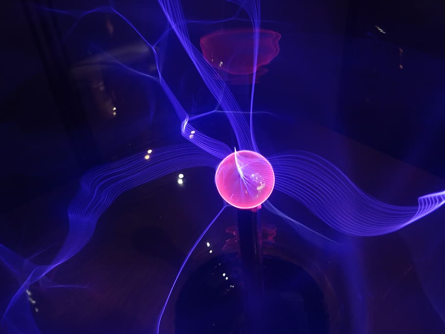 red ball with purple aura digital wallpaper, illuminated, motion, HD wallpaper