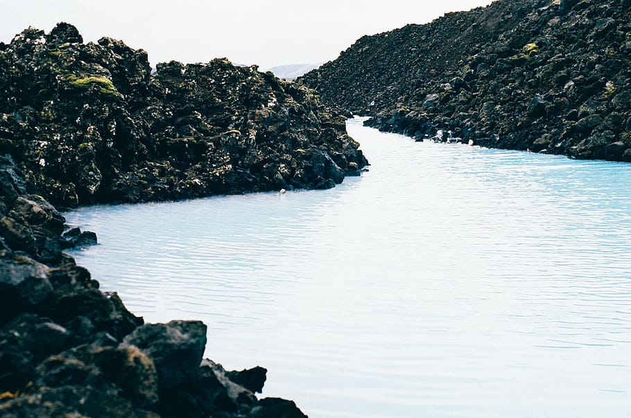 water, lagoon, rocks, beauty in nature, solid, rock - object HD wallpaper