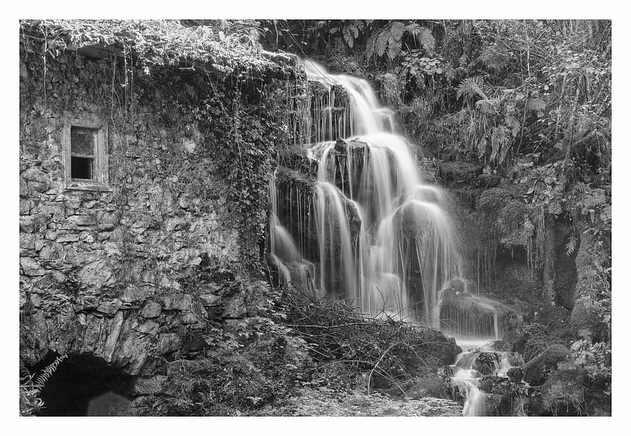 mill, waterfall, trees, river, motion, auto post production filter HD wallpaper