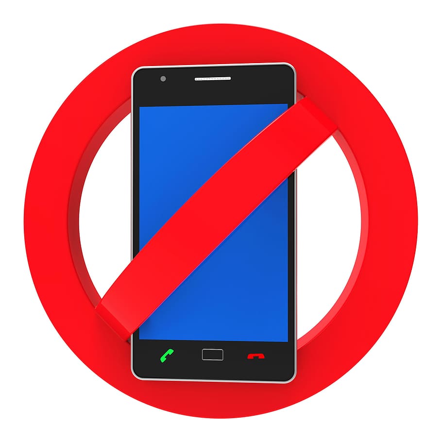 Phones Banned Representing Forbidden Disallow And Hazard, advisory
