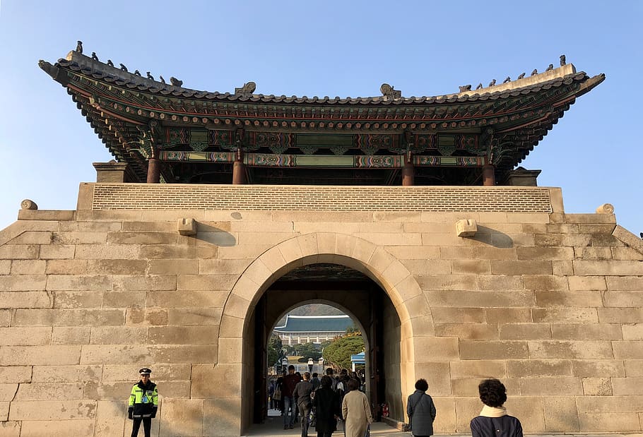 seoul, south korea, gyeongbokgung palace, north gate, blue house, HD wallpaper