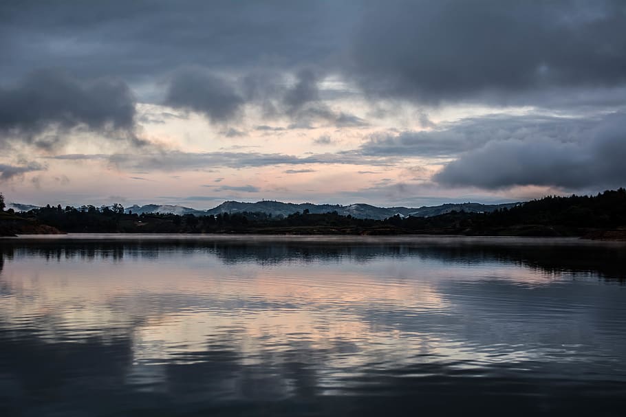 colombia, guatapé, reflejar, agua, mountains, reflection, lake