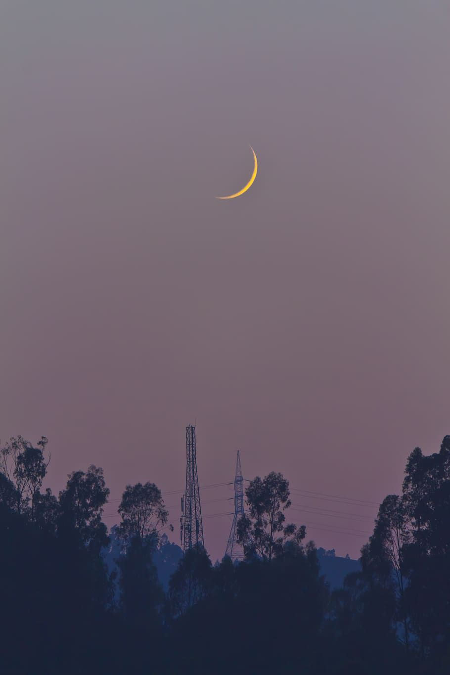 Crescent Moon during Night, backlit, evening, landscape, nature HD wallpaper