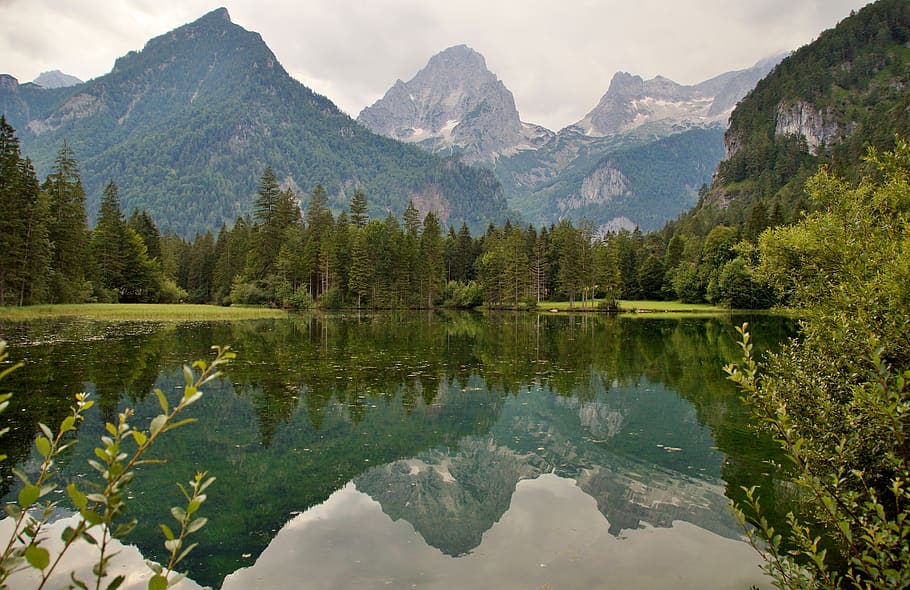 schiederweiher, spitzmauer, grosser priel, hinterstoder, alps HD wallpaper