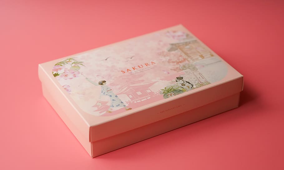 White and Pink Floral Print Box, bright, close-up, colors, design HD wallpaper