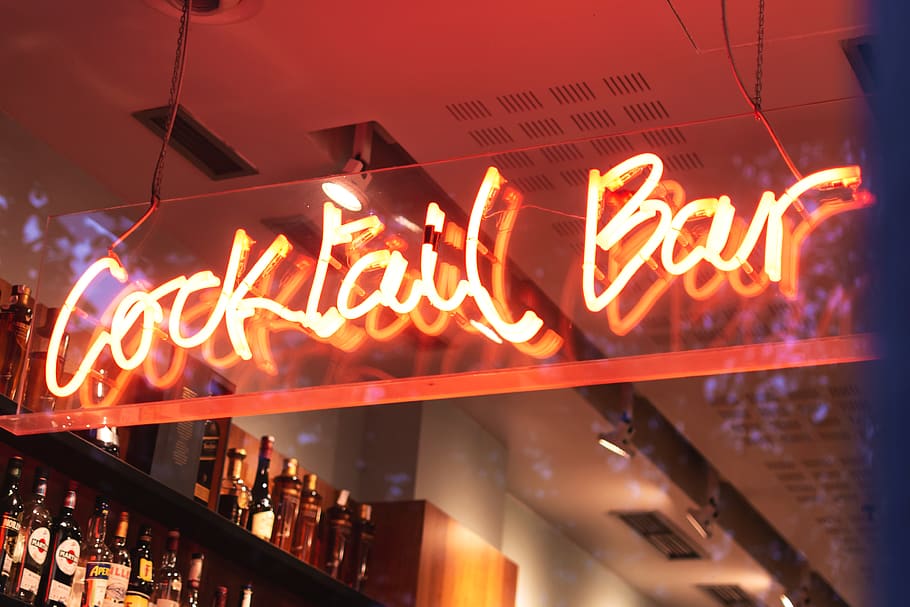 light, neon, beverage, drink, alcohol, cocktail, bottle, night lights HD wallpaper