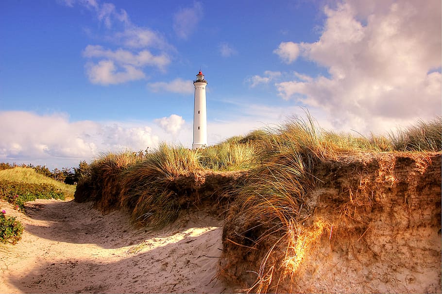 coast, lighthouse, sea, ocean, tower, sky, landmark, landscape HD wallpaper