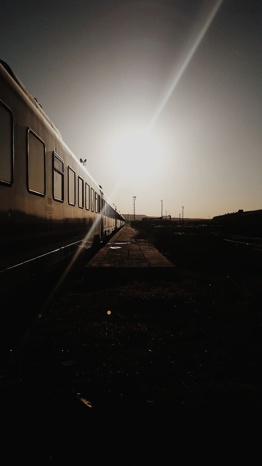 train, sun, sunset, transportation, sky, rail transportation HD wallpaper