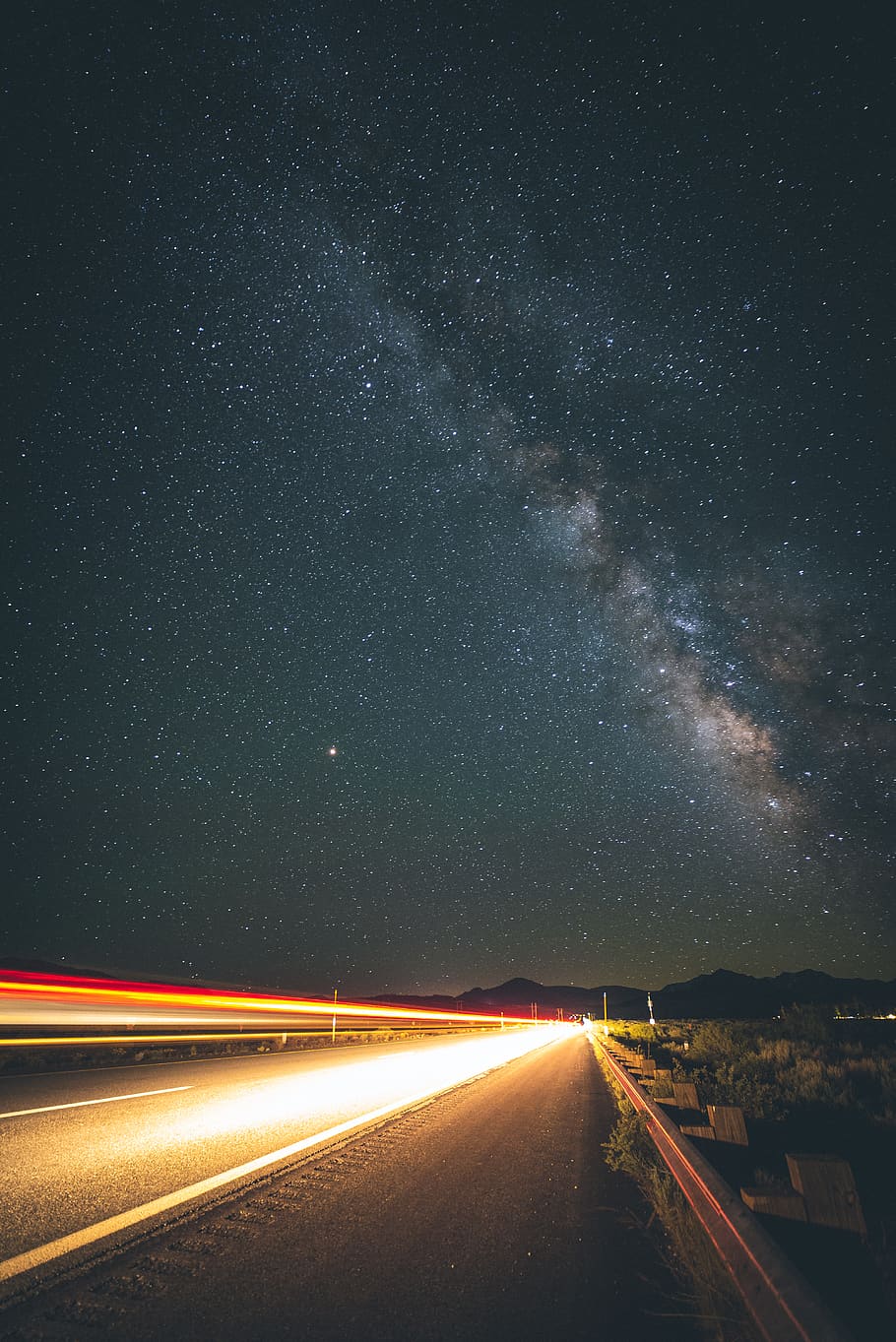 empty gray concrete road at nighttime, space, astronomy, star - space HD wallpaper