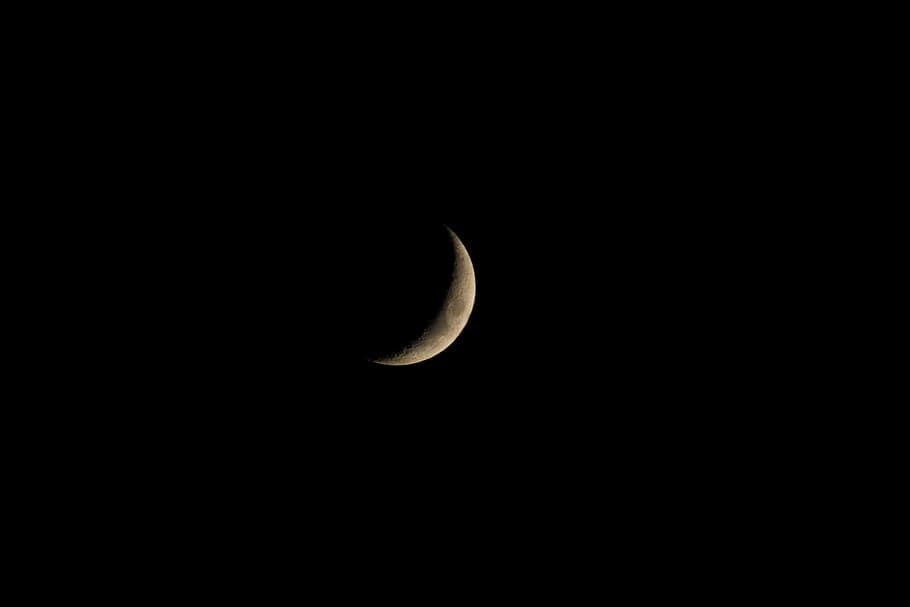 moon, dark, crescent, nature, high, lunar, space, night, beauty in nature HD wallpaper